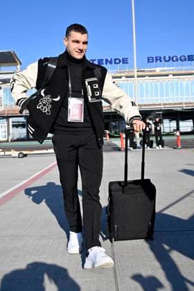 Atalanta v Club Brugge - UEFA Champions League Media Activities 17 02 2025 OOSTENDE, BELGIUM - FEBRUARY 17 : Jutgla Ferran forward of Club Brugge pictured at the Oostende airport before departure for the UEFA Champions League 2024 25 knockout phase play-off match second leg between Atalanta and Club Brugge on February 17, 2025 in Oostende, Belgium, 17 02 2025 Oostende Belgium  Copyright: xJanxDexMeuleneirx