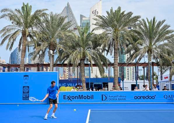 ATP, Tennis Herren QATAR EXXONMOBIL OPEN Daniil Medvedev attends a training session on the eve of the ATP Qatar ExxonMobil Open 2025 tennis tournament at the Khalifa International Tennis Complex in Doha, Qatar, on February 17, 2025. DOHA Qatar Copyright: xNOUSHADx