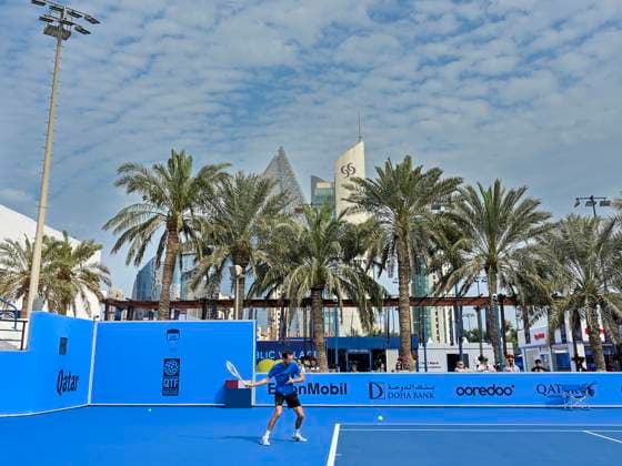 ATP, Tennis Herren QATAR EXXONMOBIL OPEN ROUND OF 32 Daniil Medvedev attends a training session on the eve of the ATP Qatar ExxonMobil Open 2025 tennis tournament at the Khalifa International Tennis Complex in Doha, Qatar, on February 17, 2025. DOHA Qatar Copyright: xNOUSHADx