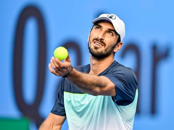 ATP, Tennis Herren QATAR EXXONMOBIL OPEN ROUND OF 32 Hady Habib of Lebanon competes in her round of 32 match against Christopher O connell of Australia during the ATP Qatar ExxonMobil Open 2025 tennis tournament at the Khalifa International Tennis Complex in Doha, Qatar, on February 17, 2025. DOHA Qatar Copyright: xNOUSHADx