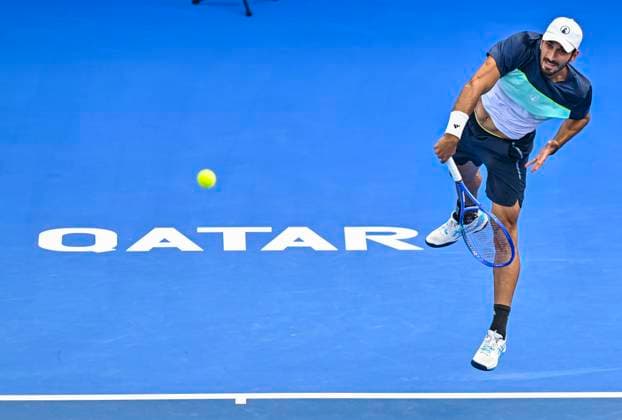 ATP, Tennis Herren QATAR EXXONMOBIL OPEN ROUND OF 32 Hady Habib of Lebanon competes in her round of 32 match against Christopher O connell of Australia during the ATP Qatar ExxonMobil Open 2025 tennis tournament at the Khalifa International Tennis Complex in Doha, Qatar, on February 17, 2025. DOHA Qatar Copyright: xNOUSHADx