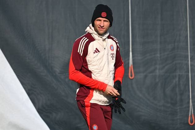 Thomas MUELLER MÜLLER,Bayern Muenchen final training on 17 02 2025 before the football Champions League K O Phase Play offs FC Bayern Muenchen Celtic Glasgow