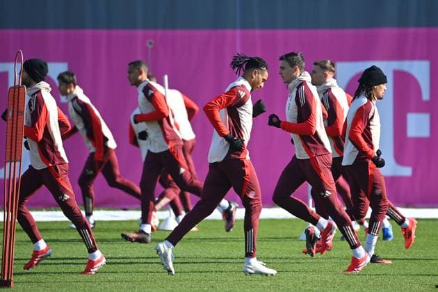 Michael OLISE Bayern Muenchen ,Joao PALHINHA Bayern Muenchen , Final training on 17 02 2025 before the Football Champions League K O Phase Play offs FC Bayern Muenchen Celtic Glasgow