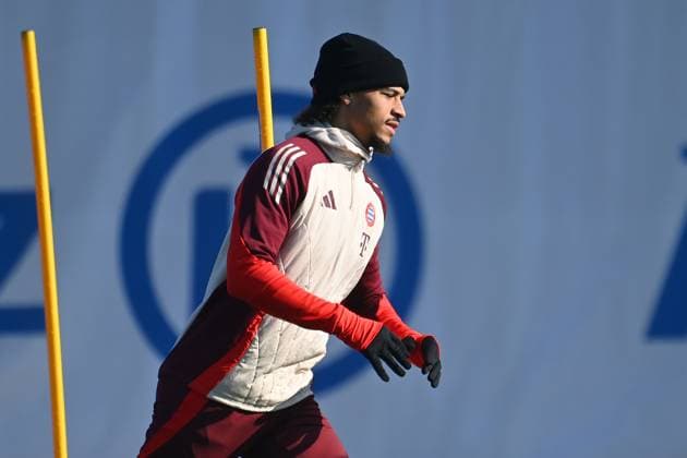 Leroy SANE Bayern Muenchen final training on 17 02 2025 before the Football Champions League K O Phase Play offs FC Bayern Muenchen Celtic Glasgow