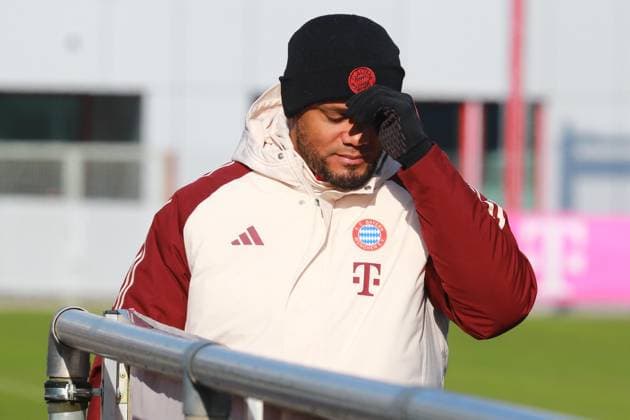 Coach Vincent Kompany, Portraet, Portrait, Football Final training FC Bayern Munich before UEFA Champions League match against Celtic Glasgow 17 02 2025 Training ground, Säbenerstr PHOTO Mladen Lackovic LakoPress