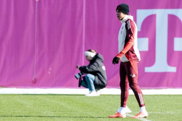 UEFA Champions League final training FC Bayern Munich 17 02 2025 Jamal Musiala FC Bayern Munich, 42 in training UEFA Champions League final training FC Bayern Munich before the match against Celtic FC, Munich, training ground at Säbenerstr. on 17 02 2025 Copyright: xBEAUTIFULxSPORTS Wunderlx