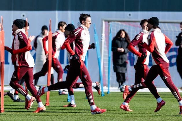 UEFA Champions League final training FC Bayern Munich 17 02 2025 Joao Palhinha FC Bayern, Munich, 16 in training UEFA Champions League final training FC Bayern Munich before the match against Celtic FC, Munich, training ground at Säbenerstr on 17 02 2025 Copyright: xBEAUTIFULxSPORTS Wunderlx