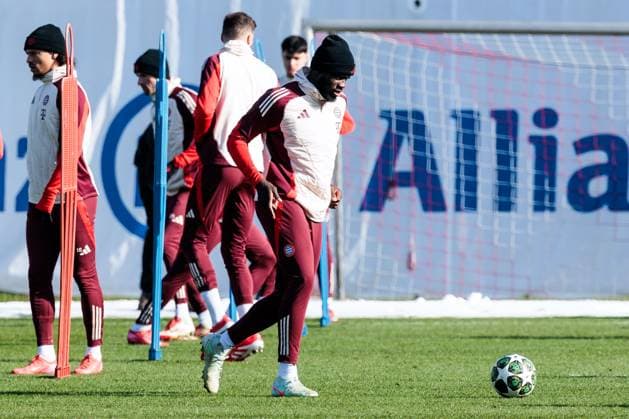UEFA Champions League final training FC Bayern Munich 17 02 2025 Dayot Upamecano FC Bayern Munich, 2 on the ball UEFA Champions League final training FC Bayern Munich before the match against Celtic FC, Munich, training ground at Säbenerstr on 17 02 2025 Copyright: xBEAUTIFULxSPORTS Wunderlx