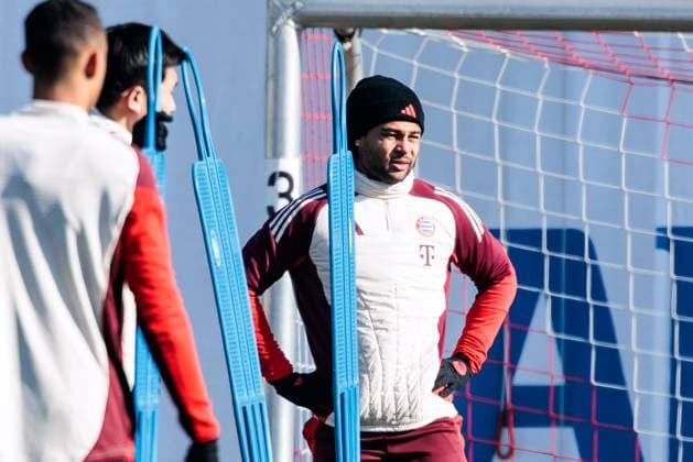 UEFA Champions League final training FC Bayern Munich 17 02 2025 Serge Gnabry FC Bayern Munich, 7 in training UEFA Champions League final training FC Bayern Munich before the match against Celtic FC, Munich, training ground at Säbenerstr on 17 02 2025 Copyright: xBEAUTIFULxSPORTS Wunderlx