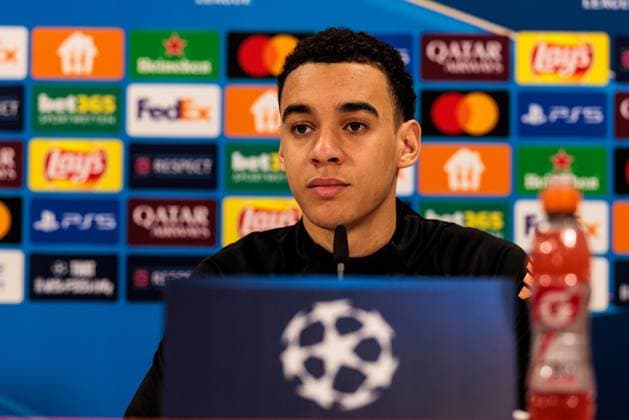 UEFA Champions League press conference FC Bayern Munich 17 02 2025 Jamal Musiala FC Bayern Munich, 42 UEFA Champions League press conference FC Bayern Munich before the match against Celtic FC, Munich, training ground at Säbenerstr on 17 02 2025 Copyright: xBEAUTIFULxSPORTS Wunderlx