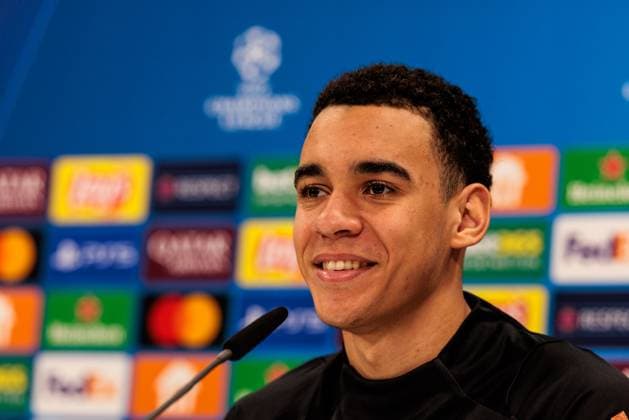 UEFA Champions League press conference FC Bayern Munich 17 02 2025 Jamal Musiala FC Bayern Munich, 42 UEFA Champions League press conference FC Bayern Munich before the match against Celtic FC, Munich, training ground at Säbenerstr on 17 02 2025 Copyright: xBEAUTIFULxSPORTS Wunderlx