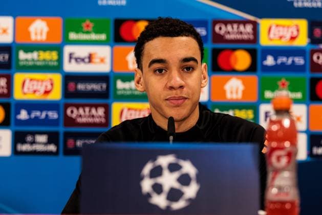 UEFA Champions League press conference FC Bayern Munich 17 02 2025 Jamal Musiala FC Bayern Munich, 42 UEFA Champions League press conference FC Bayern Munich before the match against Celtic FC, Munich, training ground at Säbenerstr on 17 02 2025 Copyright: xBEAUTIFULxSPORTS Wunderlx
