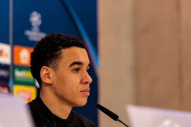 UEFA Champions League press conference FC Bayern Munich 17 02 2025 Jamal Musiala FC Bayern Munich, 42 UEFA Champions League press conference FC Bayern Munich before the match against Celtic FC, Munich, training ground at Säbenerstr on 17 02 2025 Copyright: xBEAUTIFULxSPORTS Wunderlx