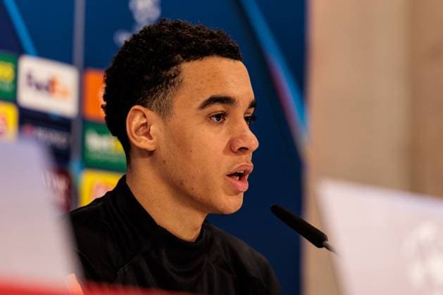 UEFA Champions League press conference FC Bayern Munich 17 02 2025 Jamal Musiala FC Bayern Munich, 42 UEFA Champions League press conference FC Bayern Munich before the match against Celtic FC, Munich, training ground at Säbenerstr on 17 02 2025 Copyright: xBEAUTIFULxSPORTS Wunderlx