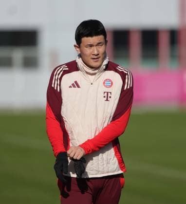 17 02 2025, CL final training, Saebenerstrasse Muenchen,, Football, Sport, in the picture Min Jae Kim FC Bayern Muenchen