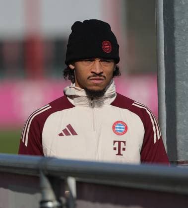17 02 2025, CL final training, Saebenerstrasse Muenchen,, Football, Sport, in the picture Leroy Sane FC Bayern Muenchen