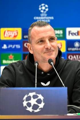 Atalanta v Club Brugge - UEFA Champions League Media Activities 17 02 2025 BERGAMO, ITALY - FEBRUARY 17 : Mechele Brandon defender of Club Brugge and Hayen Nicky head coach of Club Brugge talking to the press during a press conference, PK, Pressekonferenz ahead of the UEFA Champions League 2024 25 knockout phase play-off match second leg between Atalanta and Club Brugge on February 17, 2025 in Bergamo, Italy, 17 02 2025 Bergamo Italy  Copyright: xJanxDexMeuleneirx