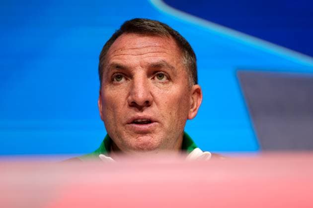Brendan Rodgers Celtic Glasgow, Head Coach at Press Conference, GER, International Press Conference, Celtic Glasgow, Football, UEFA Champions League, Play offs, 2024 2025 season, 17 02 2025, GER, International Press Conference, Celtic Glasgow, Football, UEFA Champions League, Play offs, 2024 2025 season, 17 02 2025 Munich Copyright: xEibner-Pressefoto JennixMaulx EP_JML