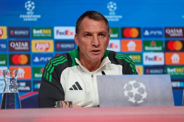 Brendan Rodgers Celtic Glasgow, Head Coach at Press Conference, GER, International Press Conference, Celtic Glasgow, Football, UEFA Champions League, Play offs, 2024 2025 season, 17 02 2025, GER, International Press Conference, Celtic Glasgow, Football, UEFA Champions League, Play offs, 2024 2025 season, 17 02 2025 Munich Copyright: xEibner-Pressefoto JennixMaulx EP_JML