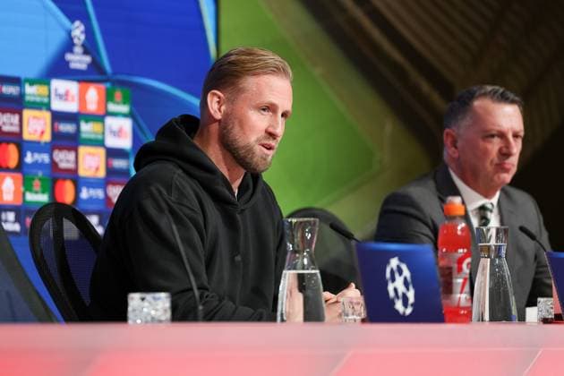 Kasper Schmeichel Celtic Glasgow, 01 at the press conference, GER, International Press Conference, Celtic Glasgow, Football, UEFA Champions League, Play offs, 2024 2025 season, 17 02 2025, GER, International Press Conference, Celtic Glasgow, Football, UEFA Champions League, Play offs, 2024 2025 season, 17 02 2025 Muenchen Copyright: xEibner-Pressefoto JennixMaulx EP_JML