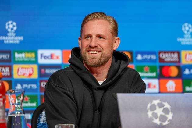 Kasper Schmeichel Celtic Glasgow, 01 at the press conference, GER, International Press Conference, Celtic Glasgow, Football, UEFA Champions League, Play offs, 2024 2025 season, 17 02 2025, GER, International Press Conference, Celtic Glasgow, Football, UEFA Champions League, Play offs, 2024 2025 season, 17 02 2025 Muenchen Copyright: xEibner-Pressefoto JennixMaulx EP_JML