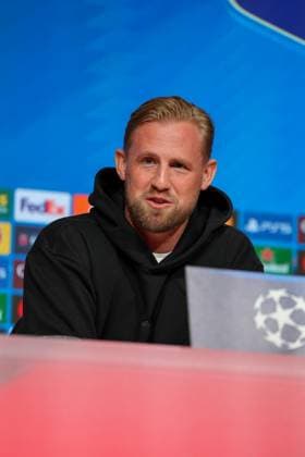 Kasper Schmeichel Celtic Glasgow, 01 at the press conference, GER, International Press Conference, Celtic Glasgow, Football, UEFA Champions League, Play offs, 2024 2025 season, 17 02 2025, GER, International Press Conference, Celtic Glasgow, Football, UEFA Champions League, Play offs, 2024 2025 season, 17 02 2025 Muenchen Copyright: xEibner-Pressefoto JennixMaulx EP_JML