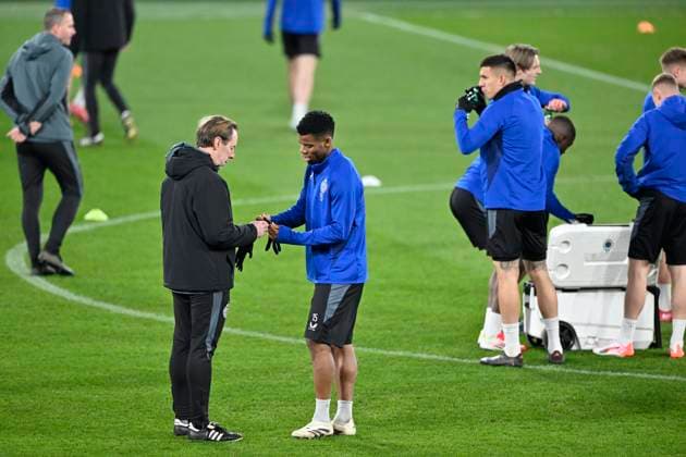 Atalanta v Club Brugge - UEFA Champions League Media Activities 17 02 2025 BERGAMO, ITALY - FEBRUARY 17 : Onyedika Raphael midfielder of Club Brugge pictured during a training session ahead of the UEFA Champions League 2024 25 knockout phase play-off match second leg between Atalanta and Club Brugge on February 17, 2025 in Bergamo, Italy, 17 02 2025 Bergamo Italy  Copyright: xJanxDexMeuleneirx