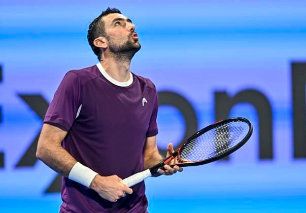 ATP, Tennis Herren QATAR EXXONMOBIL OPEN ROUND OF 32 Marin Cilic of Croatia competes in her round of 32 match against Carlos Alcaraz of Spain during the ATP Qatar ExxonMobil Open 2025 tennis tournament at the Khalifa International Tennis Complex in Doha, Qatar, on February 17, 2025. DOHA Qatar Copyright: xNOUSHADx