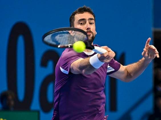 ATP, Tennis Herren QATAR EXXONMOBIL OPEN ROUND OF 32 Marin Cilic of Croatia competes in her round of 32 match against Carlos Alcaraz of Spain during the ATP Qatar ExxonMobil Open 2025 tennis tournament at the Khalifa International Tennis Complex in Doha, Qatar, on February 17, 2025. DOHA Qatar Copyright: xNOUSHADx