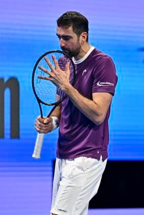 ATP, Tennis Herren QATAR EXXONMOBIL OPEN ROUND OF 32 Marin Cilic of Croatia competes in her round of 32 match against Carlos Alcaraz of Spain during the ATP Qatar ExxonMobil Open 2025 tennis tournament at the Khalifa International Tennis Complex in Doha, Qatar, on February 17, 2025. DOHA Qatar Copyright: xNOUSHADx