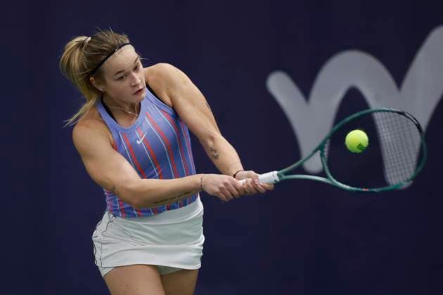 Tennis player Radka Zelnickova of Slovakia in action during the ITF W75 Winter Prague Open 2025 in Prague, Czech Republic, February 17, 2025. (CTKxPhoto PavelxLebeda) CTKPhotoF202502180001401  CTKPhotoF202502180001401