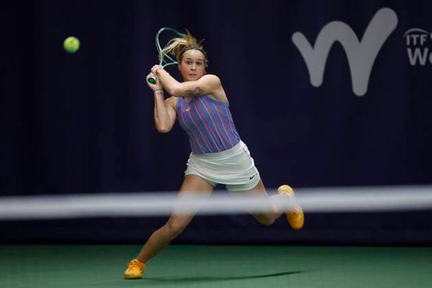 Tennis player Radka Zelnickova of Slovakia in action during the ITF W75 Winter Prague Open 2025 in Prague, Czech Republic, February 17, 2025. (CTKxPhoto PavelxLebeda) CTKPhotoF202502180001701  CTKPhotoF202502180001701