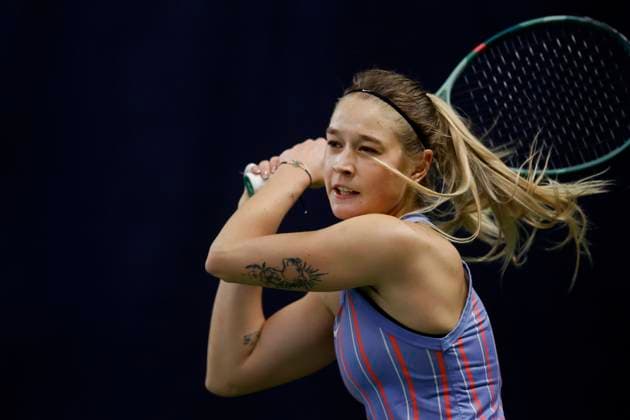 Tennis player Radka Zelnickova of Slovakia in action during the ITF W75 Winter Prague Open 2025 in Prague, Czech Republic, February 17, 2025. (CTKxPhoto PavelxLebeda) CTKPhotoF202502180002101  CTKPhotoF202502180002101