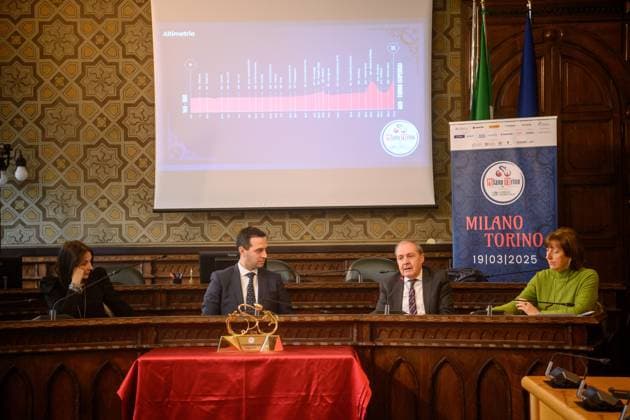 Presentazione gara ciclistica Milano Torino, presso il comune di Rho - Milano, Marted& xec; 18 Febbraio 2025 (Foto Claudio Furlan Lapresse) Milano Torino bicycle race presentation, at the town hall in Rho - Milan, Tuesday, Feb. 18, 2025 (Photo Claudio Furlan Lapresse)  Copyright: xClaudioxFurlan LaPressex
