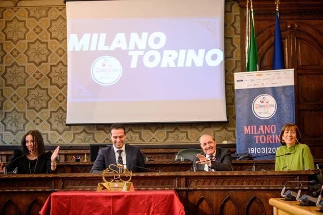 Presentazione gara ciclistica Milano Torino, presso il comune di Rho - Milano, Marted& xec; 18 Febbraio 2025 (Foto Claudio Furlan Lapresse) Milano Torino bicycle race presentation, at the town hall in Rho - Milan, Tuesday, Feb. 18, 2025 (Photo Claudio Furlan Lapresse)  Copyright: xClaudioxFurlan LaPressex