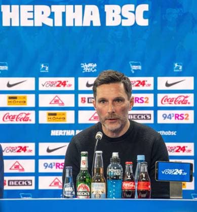 Soccer, Men, Season 2024 25, 2 Bundesliga, Hertha BSC, Press conference for the presentation of the new coach Stefan Leitl, in the picture coach Stefan Leitl Hertha BSC , 18 02 2025, Copyright: xSebastianxRäppold MatthiasxKochx