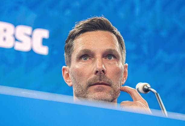 Soccer, Men, Season 2024 25, 2 Bundesliga, Hertha BSC, Press conference for the presentation of the new coach Stefan Leitl, in the picture coach Stefan Leitl Hertha BSC , 18 02 2025, Copyright: xSebastianxRäppold MatthiasxKochx