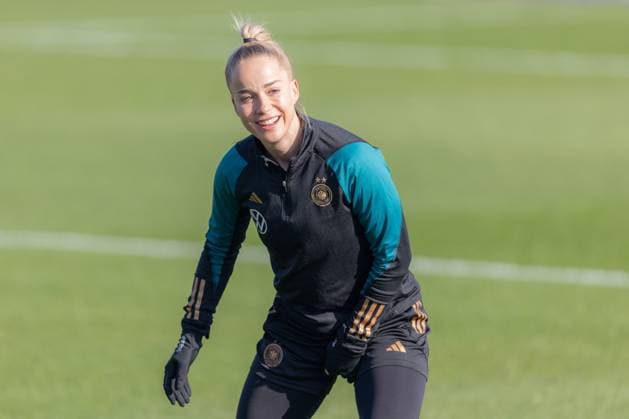 Training and press conference German womens national team Giulia Gwinn Training and press conference of the womens national team on February 18, 2025 at the DFB Campus in Frankfurt am Main , Frankfurt am Main Hessen Germany DFB Campus