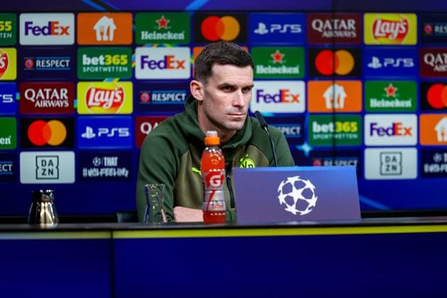18 02 2025, Press conference for the UEFA Champions League match between Borussia Dortmund and Sporting Lisbon, Pascal Groß Borussia Dortmund , Dortmund Signal Iduna Park NRW Germany xRHR PHOTO ENx Copyright: DennisxEwert RHR-FOTOx RHR-FOTO DE