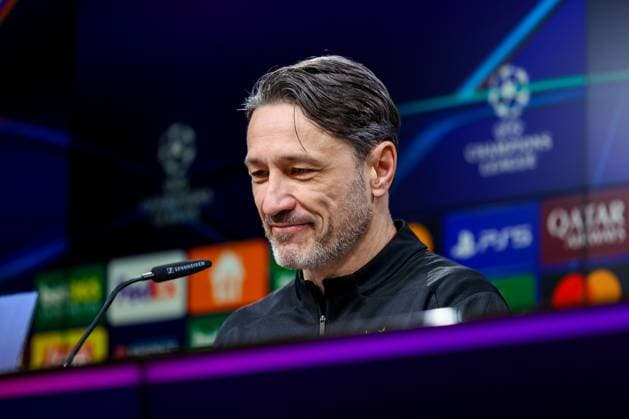 18 02 2025, Press conference for the UEFA Champions League match between Borussia Dortmund and Sporting Lisbon, Coach Niko Kovac Borussia Dortmund laughs, Dortmund Signal Iduna Park NRW Germany xRHR PHOTO ENx Copyright: DennisxEwert RHR-FOTOx RHR-FOTO DE
