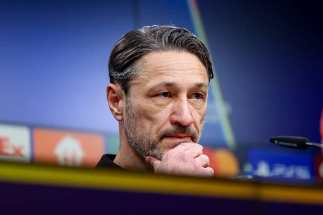 18 02 2025, Press conference for the UEFA Champions League match between Borussia Dortmund and Sporting Lisbon, Coach Niko Kovac Borussia Dortmund touches his chin, Dortmund Signal Iduna Park NRW Germany xRHR PHOTO ENx Copyright: DennisxEwert RHR-FOTOx RHR-FOTO DE