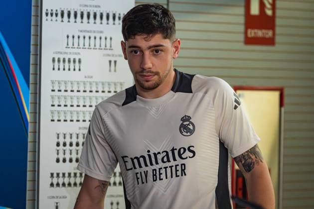UEFA Champions League 2024 25 League Knockout Play-off Second Leg: Real Madrid Training Session and press conference, PK, Pressekonferenz Federico Valverde of Real Madrid CF seen entering in the press room during the UEFA Champions League 2024 25 League Knockout Play-off Second Leg Training And Press Conference at Ciudad Real Madrid on February 18, 2025 in Madrid, Spain. Valdebebas Ciudad Real Madrid Madrid Spain Copyright: xAlbertoxGardinx AGardin_20250218_Real_Madrid_Training_Press_0322