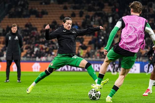 UEFA Champions League: AC Milan v Feyenoord Milan - Anis Hadj Moussa of Feyenoord during the 2nd leg of the knockout phase play-offs of new format of the Champions League 2024 2025. The match is set between AC Milan and Feyenoord at Giuseppe Meazza San Siro on 18 February 2025 in Milan, Italy. Copyright: xTomxBodex