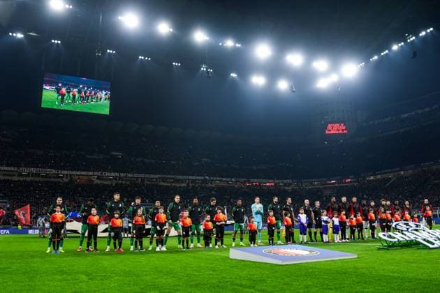 UEFA Champions League: AC Milan v Feyenoord Milan - Players of Feyenoord during the 2nd leg of the knockout phase play-offs of new format of the Champions League 2024 2025. The match is set between AC Milan and Feyenoord at Giuseppe Meazza San Siro on 18 February 2025 in Milan, Italy. Copyright: xTomxBodex