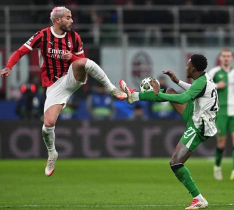 Cm Milano 18 02 2025 - Champions League Milan-Feyenoord foto Cristiano Mazzi Image nella foto: Theo Hernandez-Antoni Milambo 