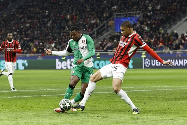 MILAN - (l-r) Zepiqueno Redmond of Feyenoord, Malick Thiaw of AC Milan during the UEFA Champions League playoff match between AC Milan and Feyenoord at the San Siro Stadium on Feb. 18, 2025 in Milan, Italy. ANP MAURICE VAN STEEN UEFA Champions League 2024 25 League Knockout Play-off Second Leg 2024 25 xVIxANPxSportx xxANPxIVx 520315251 originalFilename: 520315251.jpg