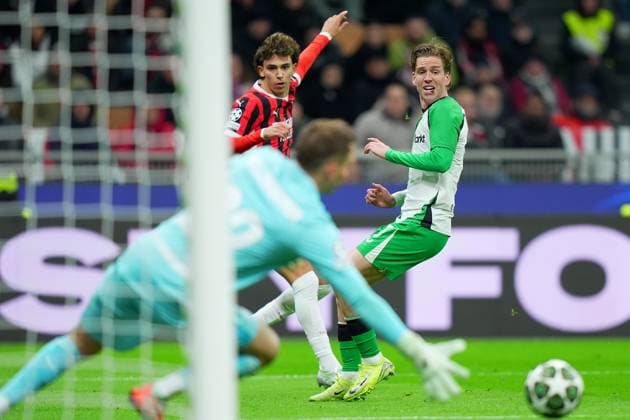 AC Milan s Joao Felix during the Uefa Champions League soccer match between Ac Milan and Feyenoord at the San Siro Stadium in Milan, north Italy - Tuesday , February 18 , 2025. - Soccer .  Copyright: xSpada LaPressex