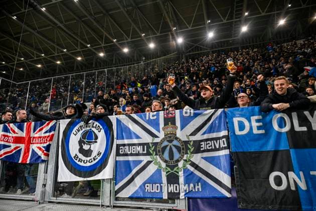 Atalanta v Club Brugge - UEFA Champions League BERGAMO, ITALY - FEBRUARY 18 : Illustration picture of fans of Club Brugge during the UEFA Champions League 2024 25 knockout phase play-off match second leg between Atalanta and Club Brugge on February 18, 2025 in Bergamo, Italy, 18 02 2025 Bergamo Italy  Copyright: xJanxDexMeuleneirx