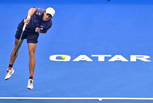 ATP, Tennis Herren QATAR EXXONMOBIL OPEN ROUND OF 32 Alex De Minaur of Australia competes in her round of 32 match against Roman Safiullin during the ATP Qatar ExxonMobil Open 2025 tennis tournament at the Khalifa International Tennis Complex in Doha, Qatar, on February 18, 2025. DOHA Qatar Copyright: xNoushadxThekkayilx