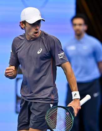 ATP, Tennis Herren QATAR EXXONMOBIL OPEN ROUND OF 32 Alex De Minaur of Australia competes in her round of 32 match against Roman Safiullin during the ATP Qatar ExxonMobil Open 2025 tennis tournament at the Khalifa International Tennis Complex in Doha, Qatar, on February 18, 2025. DOHA Qatar Copyright: xNoushadxThekkayilx